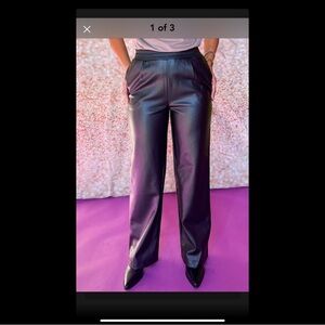 Double Zero black faux leather high waisted pants. Elastic waist.Size Small